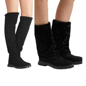 STUART WEITZMAN ANKLE BOOTS LUIZA LAMB BLACK OVER THE KNEE CUFF 4.5 (P10)
